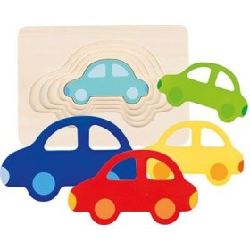 Puzzle 5 voitures Goki : 5 voitures de taille différentes
