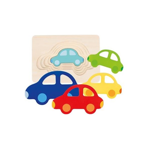 Puzzle 5 voitures Goki : 5 voitures de taille différentes